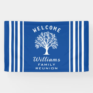 Blue Road Trip Summer Vacation Family Reunion Tree Banner