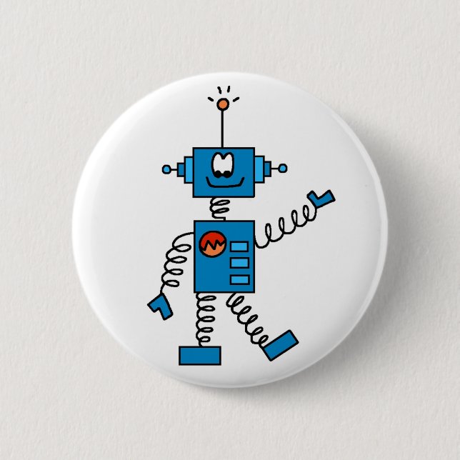 Blue Robot 6 Cm Round Badge (Front)