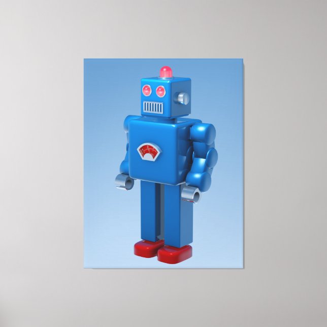 Blue Robot Canvas Print (Front)