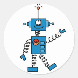 Blue Robot Classic Round Sticker