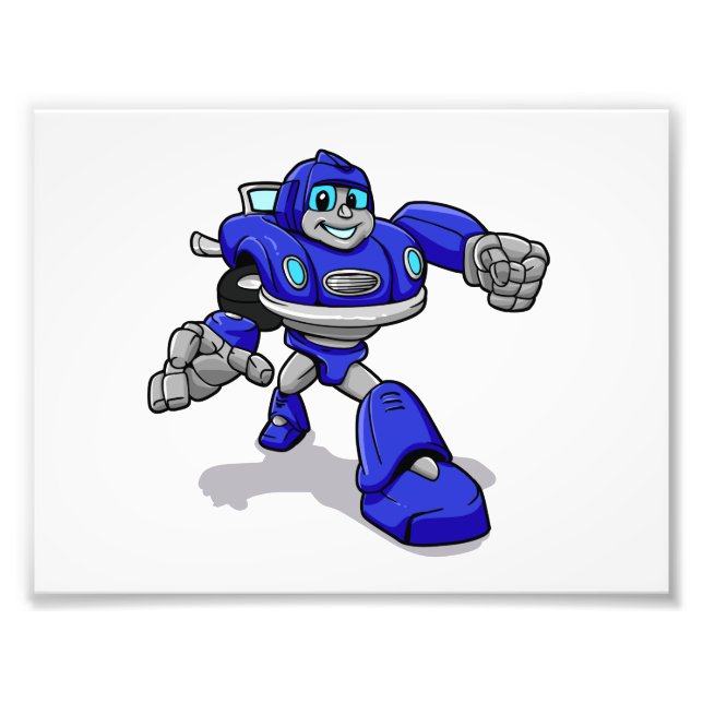 Blue robot for kids - Choose background colour Photo Print (Front)