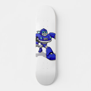 Blue robot for kids - Choose background colour Skateboard