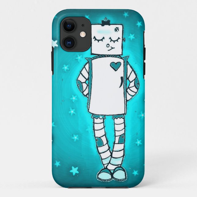 Blue Robot Girl iPhone case (Back)