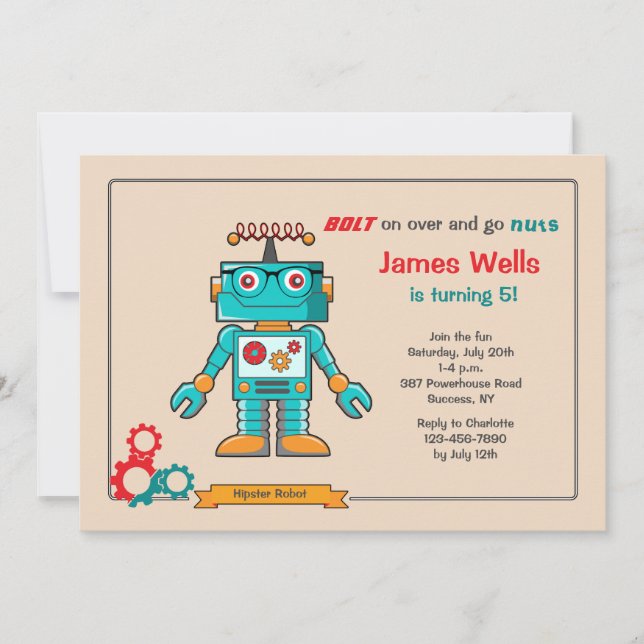 Blue Robot Invitation (Front)