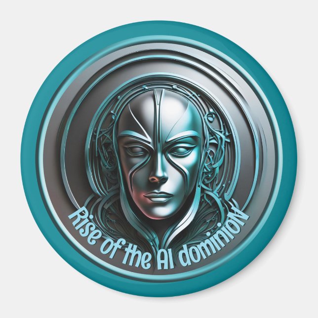Blue Robot Mask - Rise of the AI dominioN Magnet (Front)