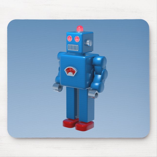 Blue Robot Mouse Mat (Front)