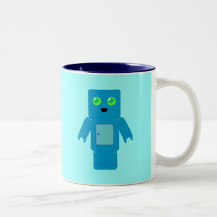 Blue Robot Two-Tone Coffee Mug