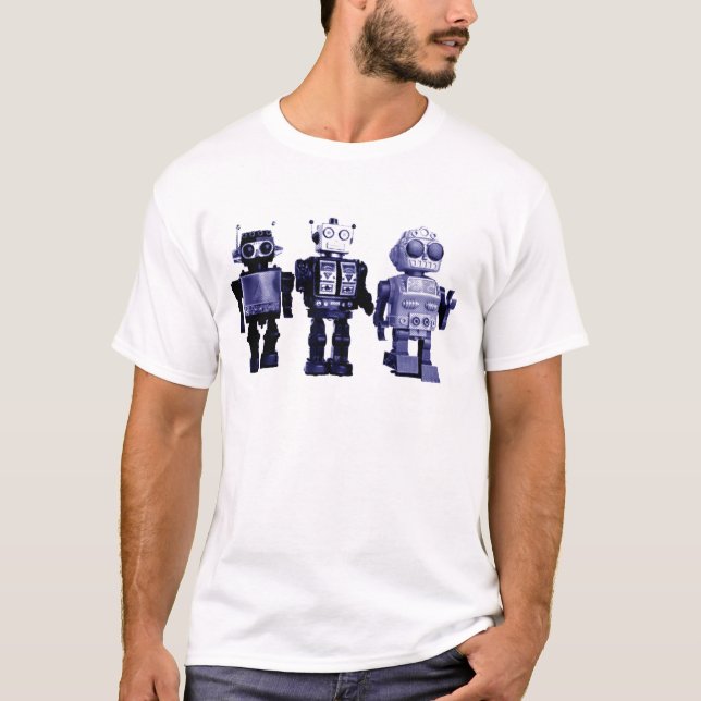 blue robots t-shirt (Front)