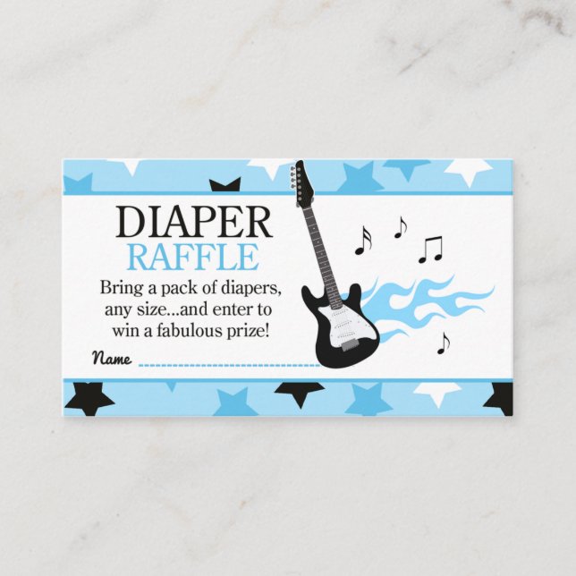 Blue Rock Star Baby Shower Diaper Raffle Enclosure Card (Front)