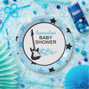 Blue Rock Star Guitar Rock-a-Bye Rocker Rockstar Paper Plate