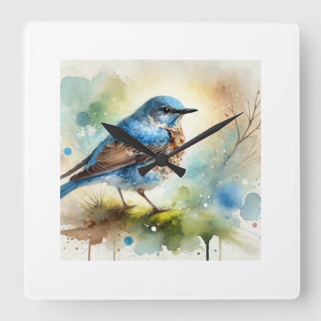 Blue Rock Thrush 110924AREF106 - Watercolor Square Wall Clock (Front)