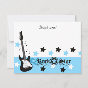 Blue Rocker Rock Star 4x5 Flat Thank you note Card