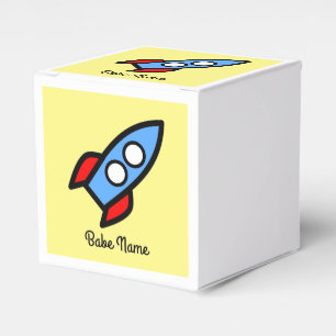 Blue rocket flying. favour box