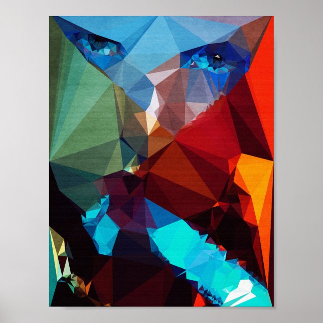 Blue Rocket - Kubistika by Boris Draschoff Poster (Front)