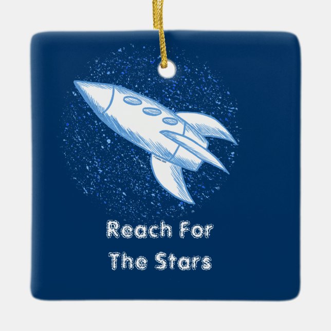 Blue Rocket square ornament (Front)