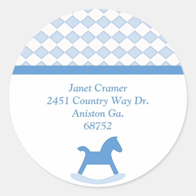 Blue Rocking Horse Address Stickers (Front)