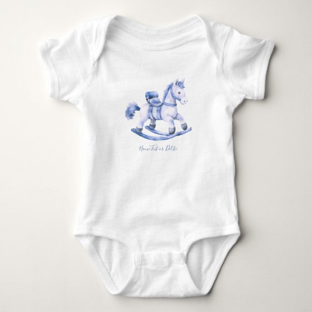 Blue Rocking Horse Baby Bodysuit (Front)