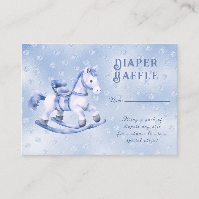 Blue Rocking Horse Baby Shower Enclosure Card (Front)