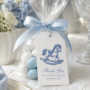 Blue Rocking Horse Baby Shower Thank You Favour Ta Gift Tags