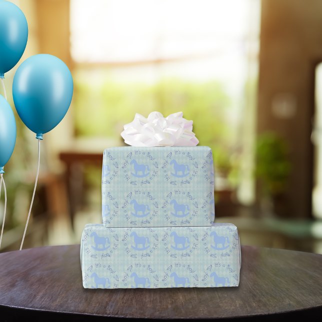 Blue Rocking Horse Circular Text Wrapping Paper (Creator Uploaded)