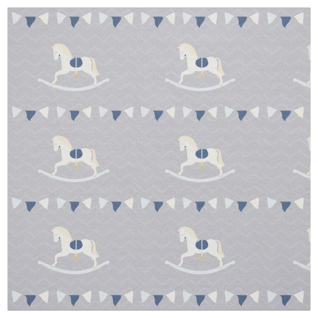Blue Rocking Horse Fabric (Swatch)