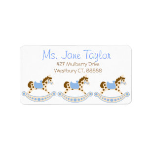 Blue Rocking Horse Return Address Labels