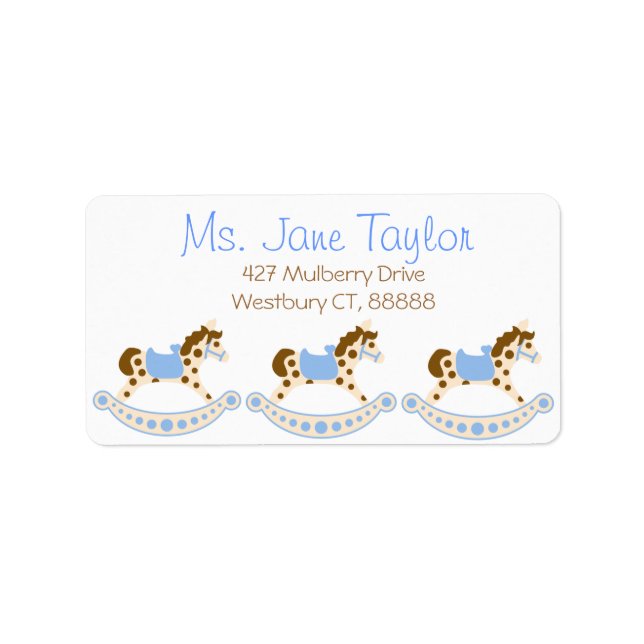 Blue Rocking Horse Return Address Labels (Front)