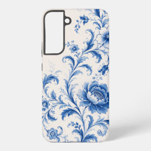 Blue Rococo Peony Floral Phone Case