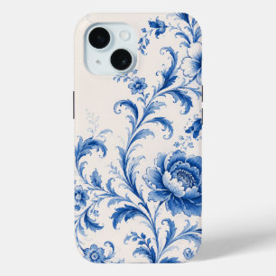 Blue Rococo Peony Floral Phone Case