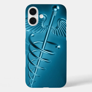 Blue Rod of Asclepius iPhone 16 Plus Case