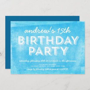 Blue Rolled Ink Any Age Birthday Invitation