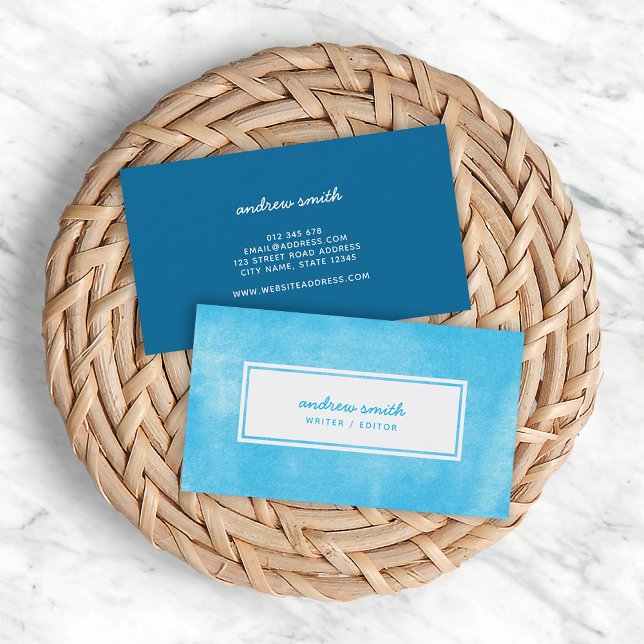 Blue Rolled Ink Trendy Modern Business Card (Creator Uploaded)