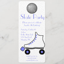 Blue Roller Skate Birthday Invitation