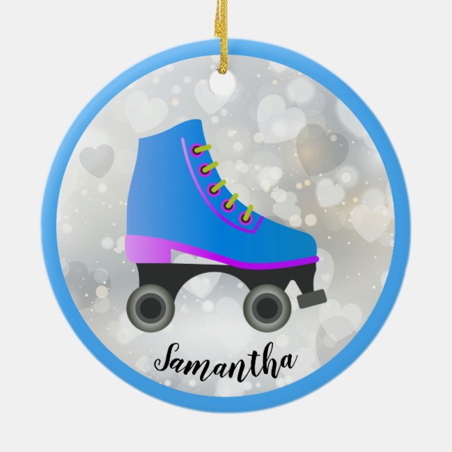 Blue Roller Skate Design Ornament (Back)