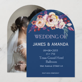 Blue Romantic Classic Personalised Invitation