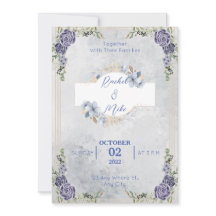 Blue Romantic Florals Wedding Invitation 