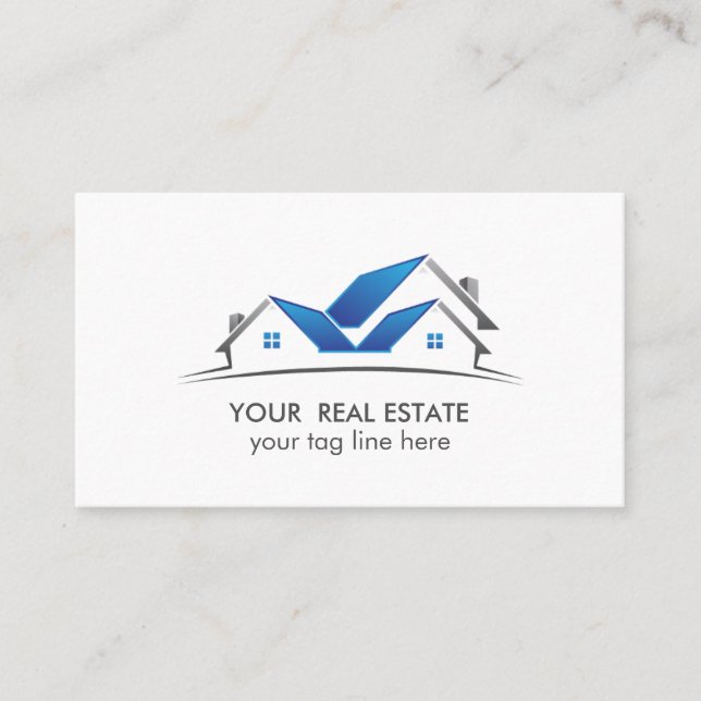 Blue Roof house real estate agent professional Business Card (Front)