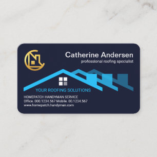 Blue Roof Roofing Building Business Card