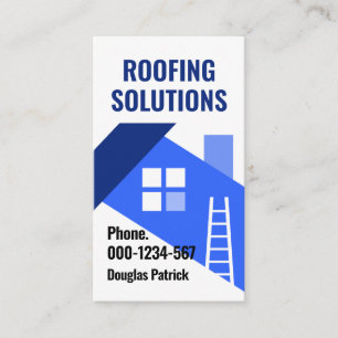 Blue Rooftop Building Roofing Business Card