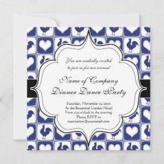 Blue Rooster American Country Farm Pattern Invitation