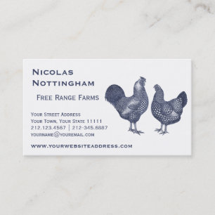 Blue Rooster and Hen Wyandotte Chickens Business Card