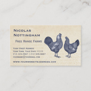 Blue Rooster and Hen Wyandottes Chicken Farm Business Card