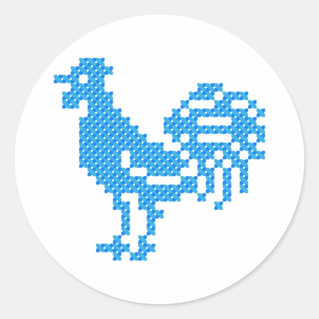 Blue Rooster Classic Round Sticker (Front)
