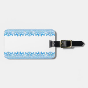 Blue Rooster cross-stitch Luggage Tag