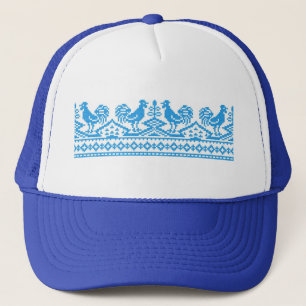 Blue Rooster cross-stitch Trucker Hat