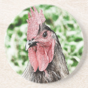 Blue Rooster Digital Art Coaster