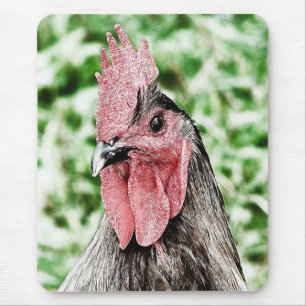 Blue Rooster Digital Art Mouse Mat