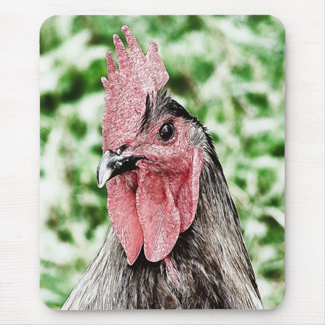 Blue Rooster Digital Art Mouse Mat (Front)