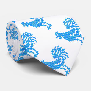Blue Roosters cross-stitch pattern Tie