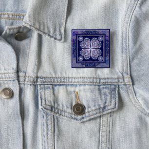 blue rosace 15 cm square badge